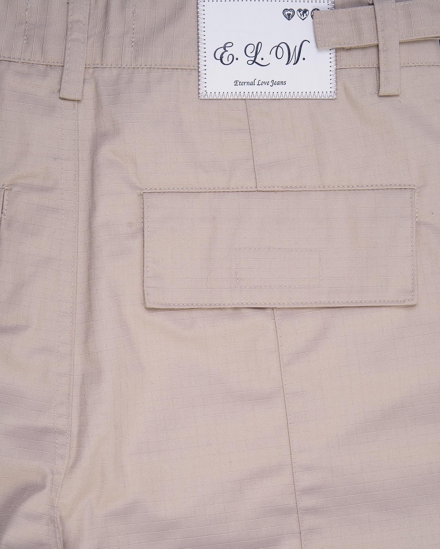 KHAKI FLARED RIP STOP CARGO PANTS