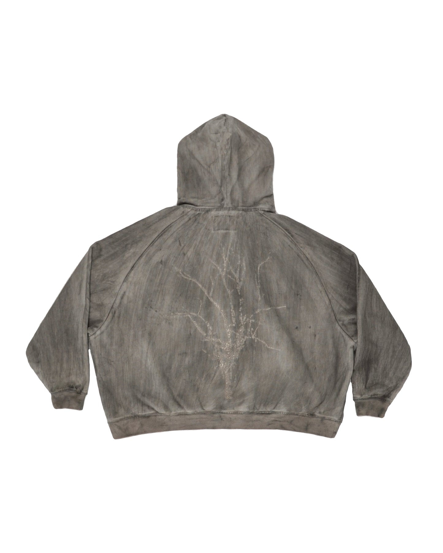 IRON GREY STAINED OVERSIZED ZIP UP HOODIE