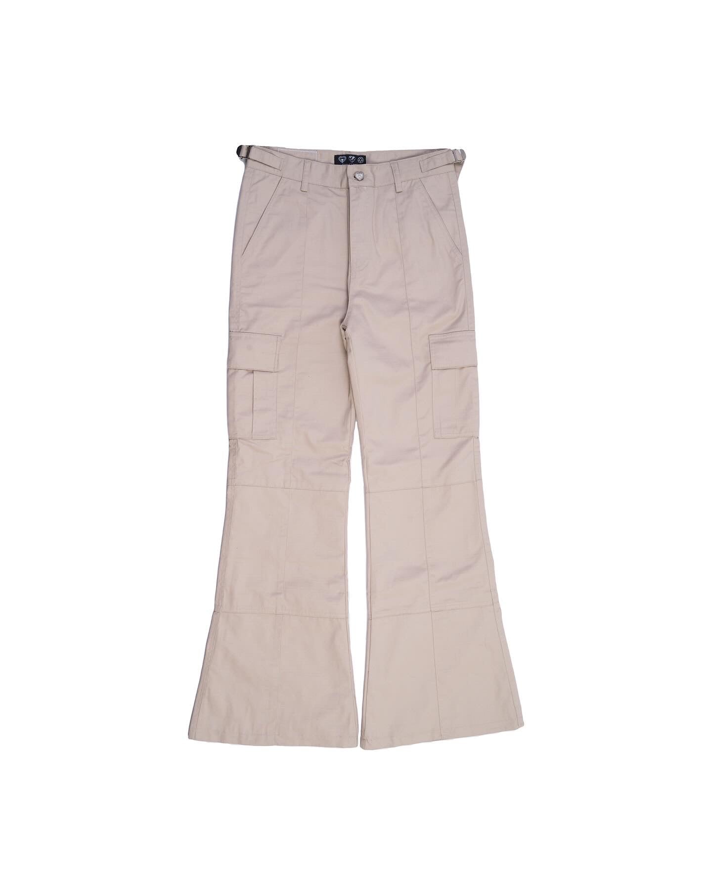 KHAKI FLARED RIP STOP CARGO PANTS