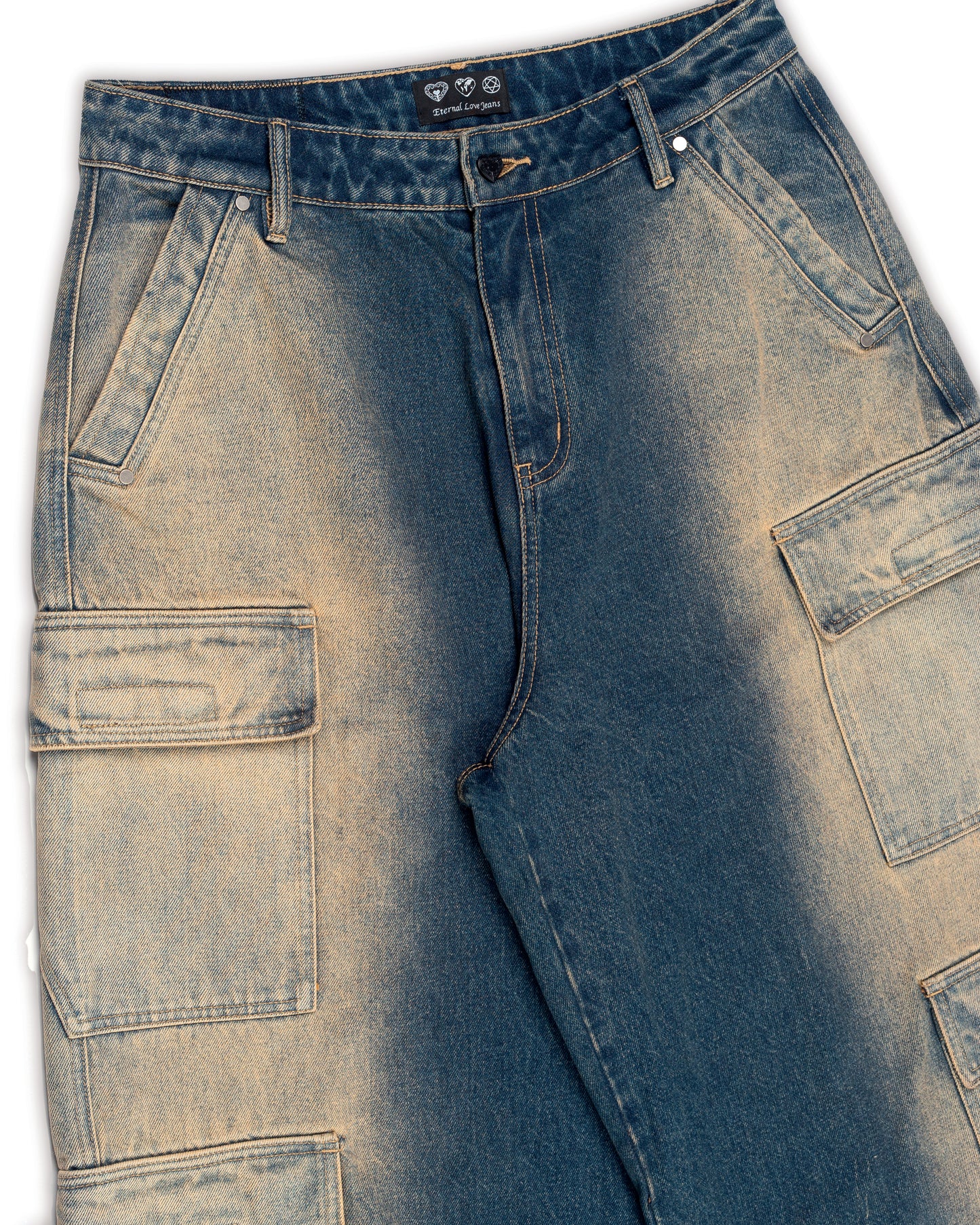 DESERT DEGRADED BAGGY CARGO DENIM