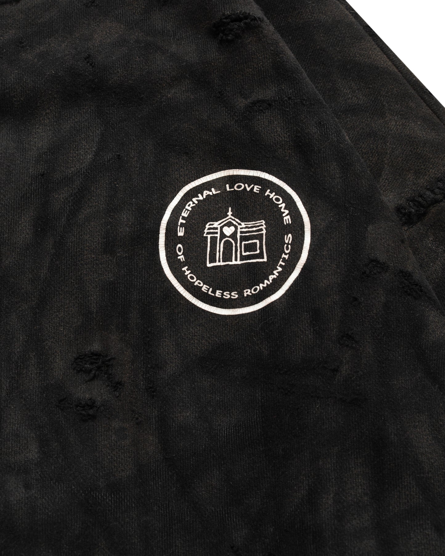 "HOPELESS ROMANTICS" DISTRESSED OVERSIZED HOODIE
