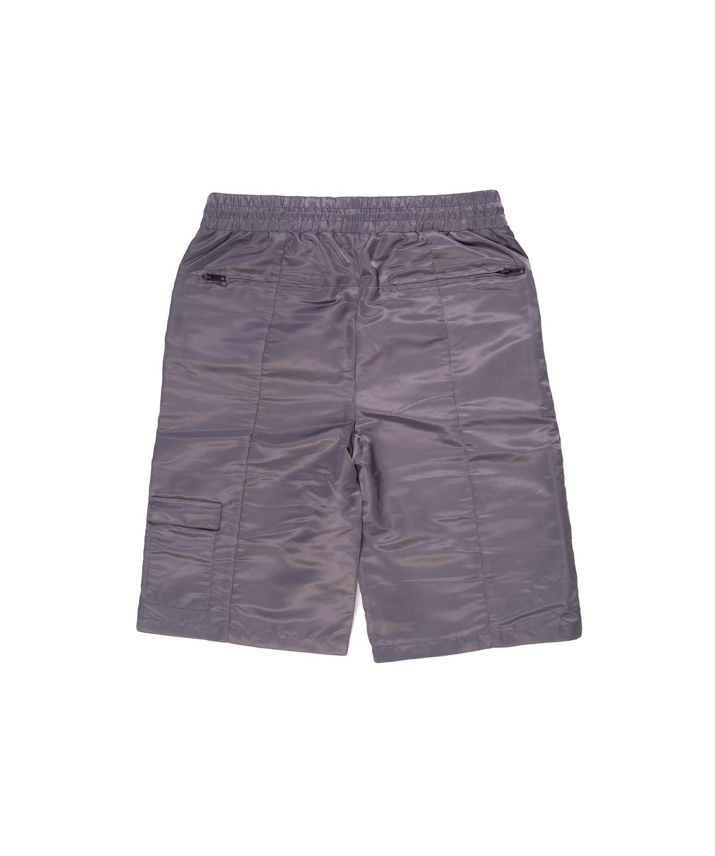 MULTI-POCKET GREY NYLON CARGO SHORTS
