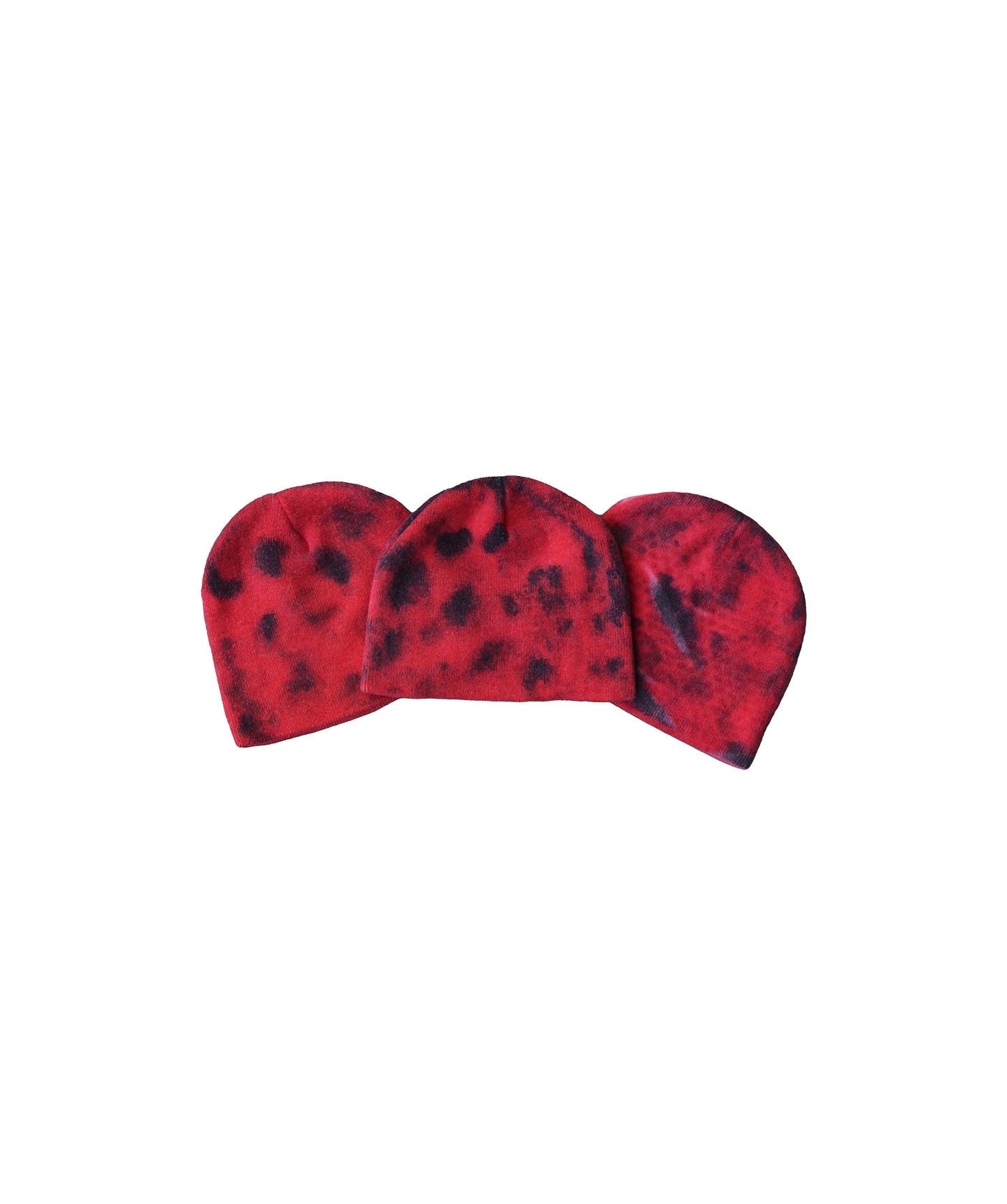 FIRE RED STAINED BEANIE