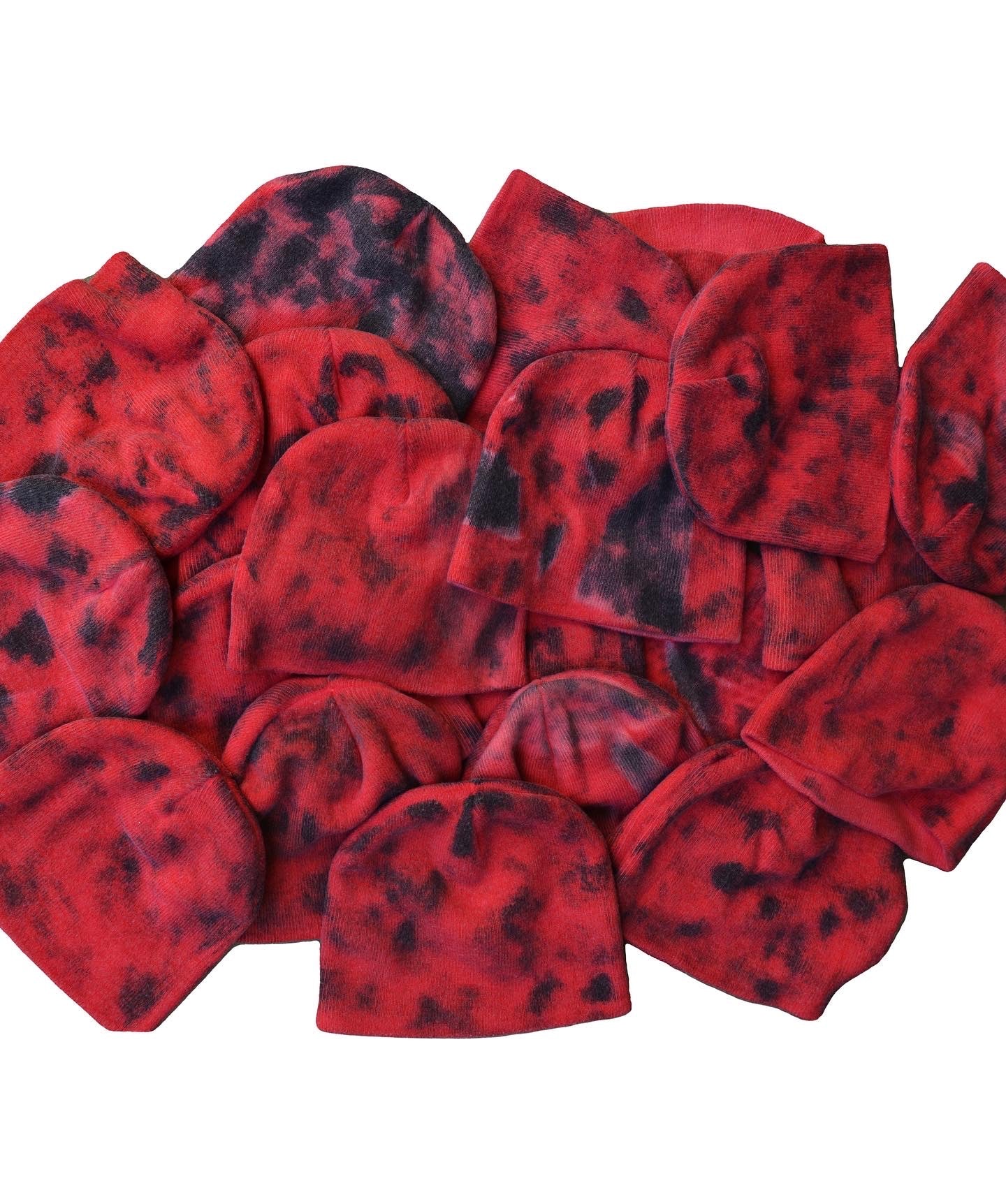 FIRE RED STAINED BEANIE