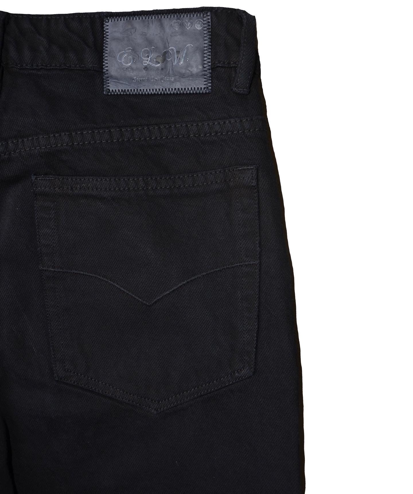 BLACK OVER-DYED FLARED DENIM