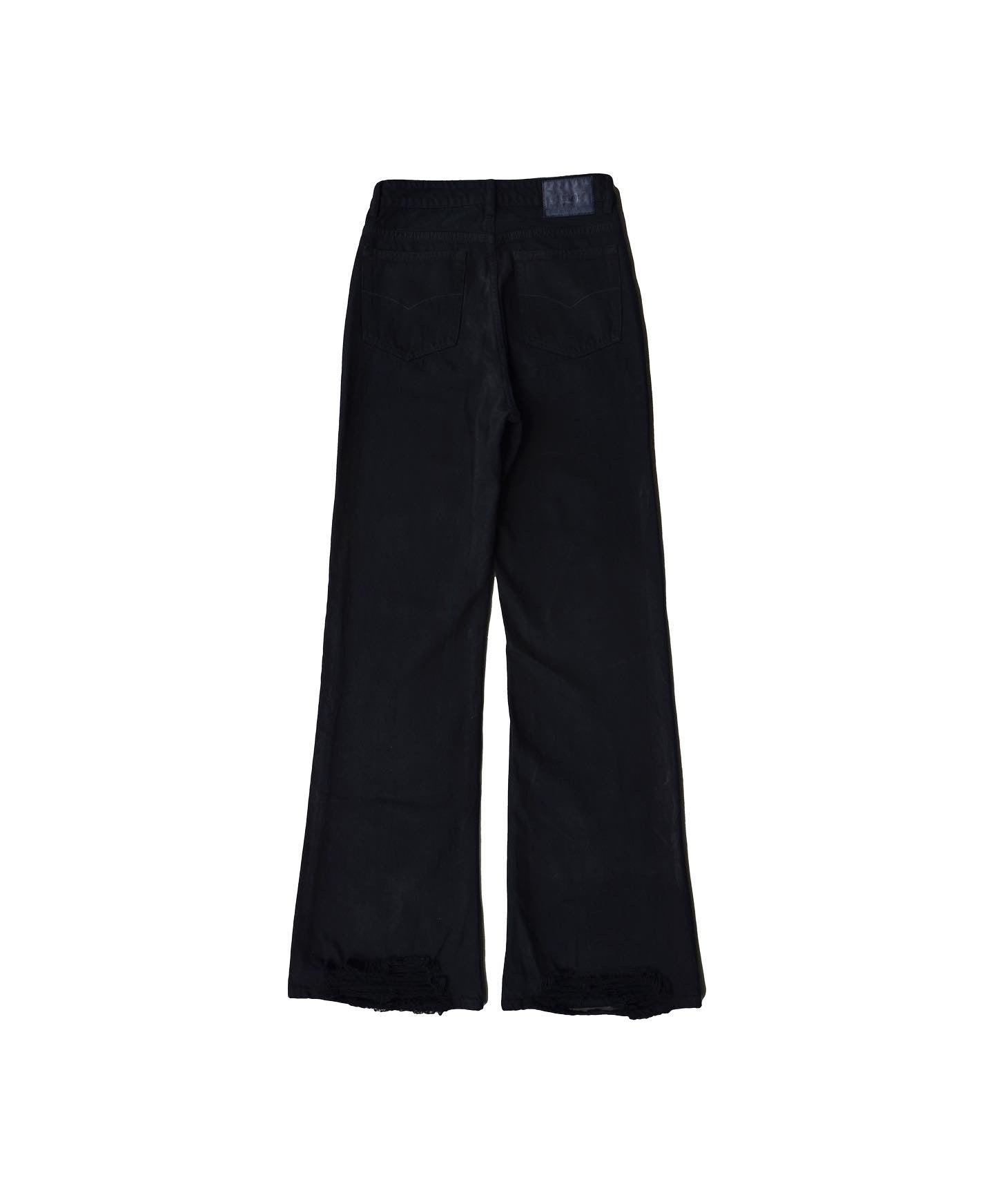 BLACK OVER-DYED FLARED DENIM
