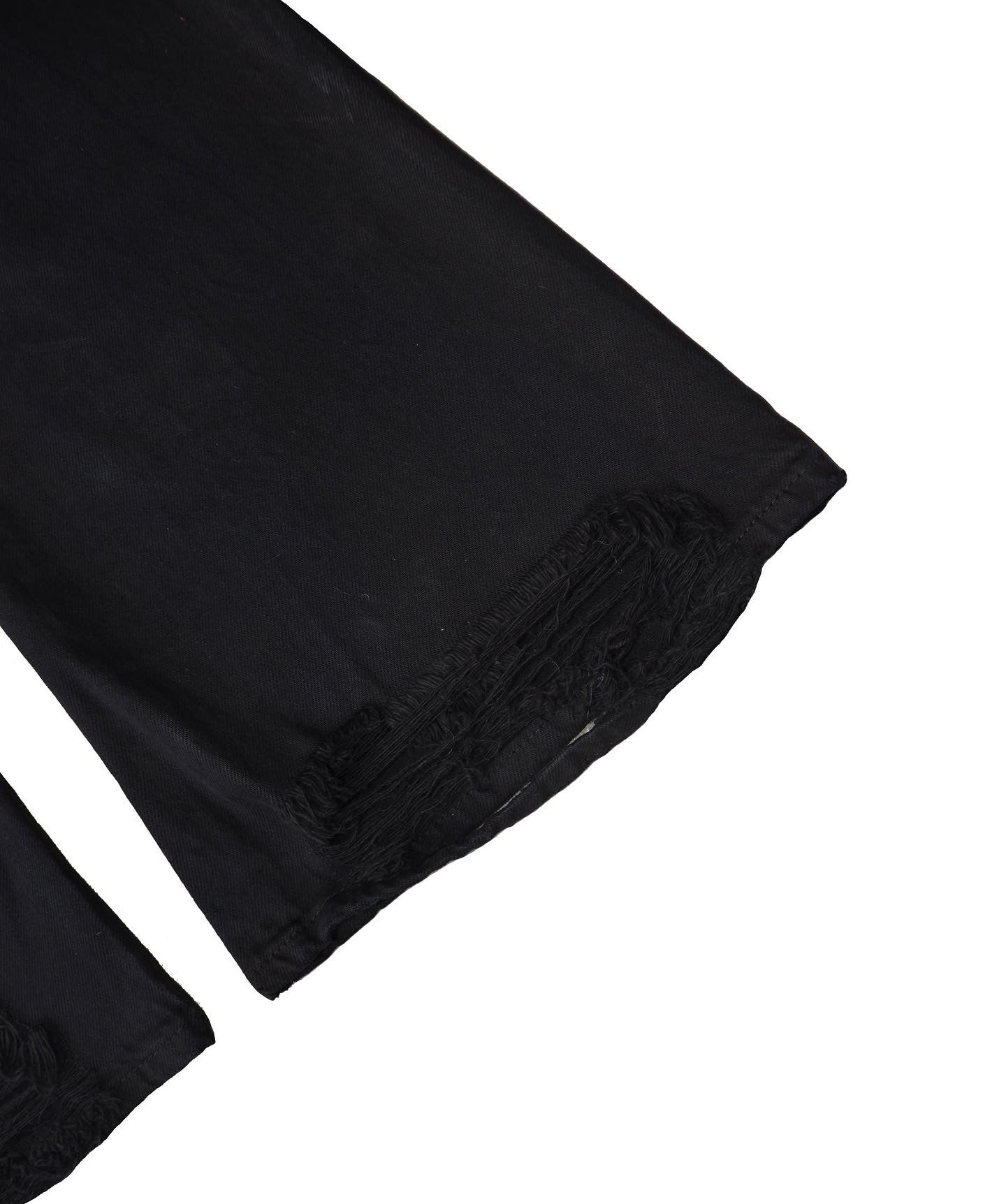 BLACK OVER-DYED FLARED DENIM
