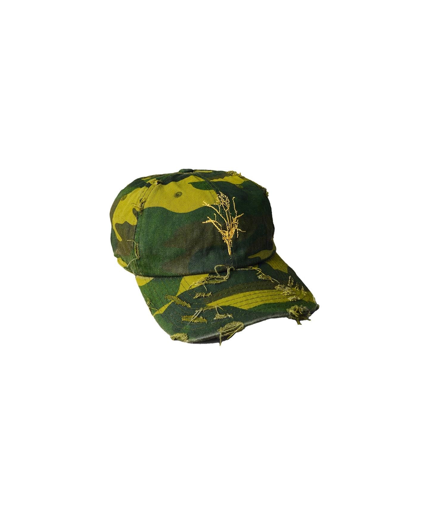 YELLOW GREEN ETERNAL TREE CAMO DISTRESSED HAT