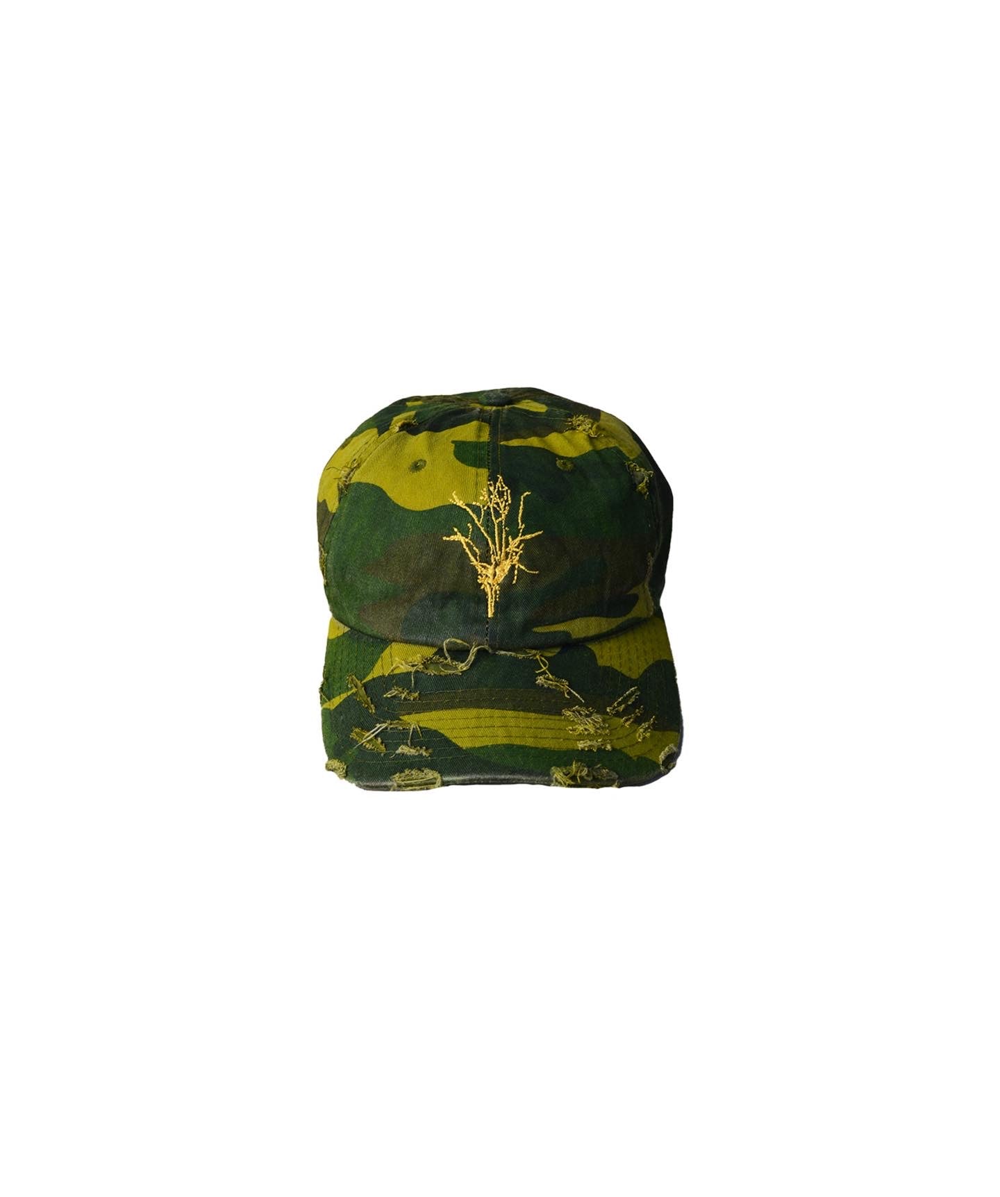 YELLOW GREEN ETERNAL TREE CAMO DISTRESSED HAT