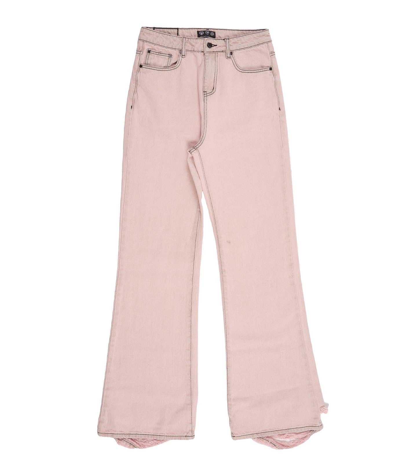 FAIRYTALE PINK OIL WASHED FLARED DENIM