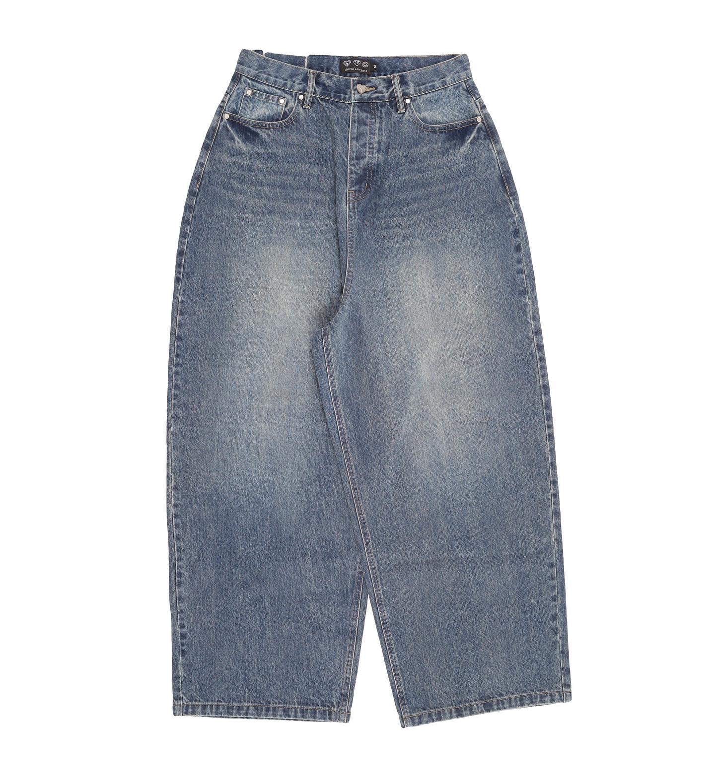 VINTAGE WASH BLUE BAGGY DENIM
