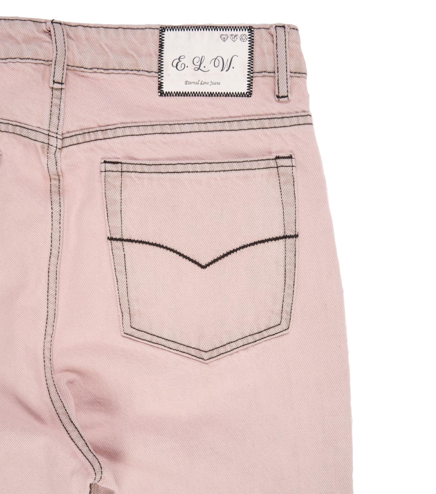 FAIRYTALE PINK OIL WASHED FLARED DENIM