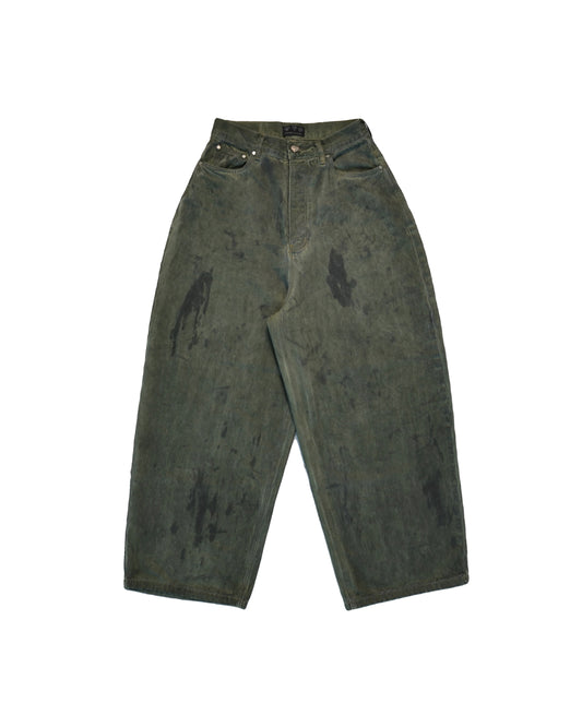 DARK SAGE STAINED BAGGY DENIM