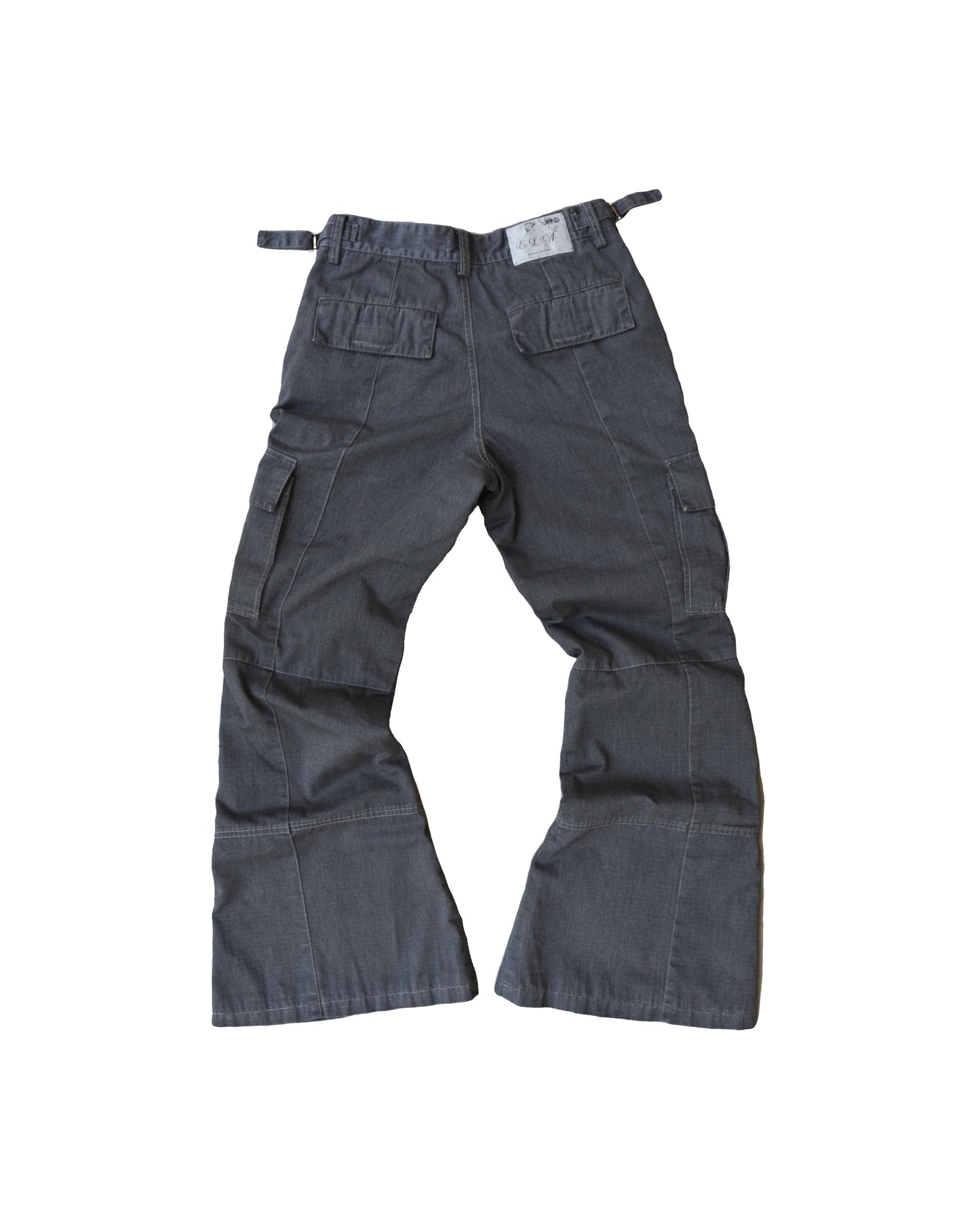 VOLCANIC GREY FLARED RIP STOP CARGO PANTS