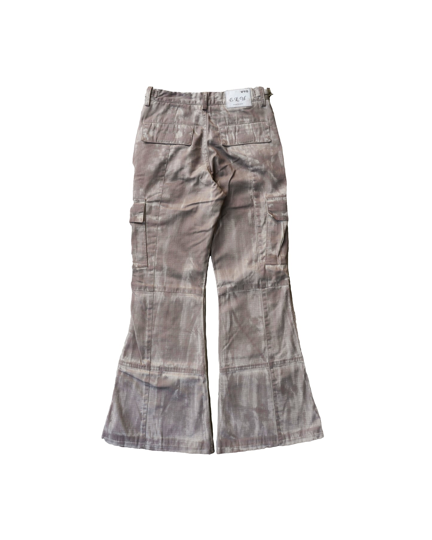 DIRTY WASH RIP STOP FLARED CARGO PANTS (SAMPLE)