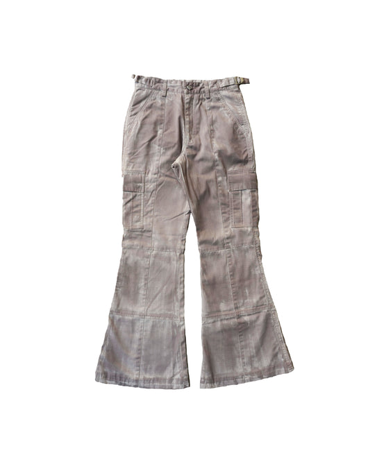 DIRTY WASH RIP STOP FLARED CARGO PANTS (SAMPLE)