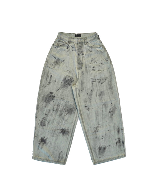 LIGHT SAGE STAINED BAGGY DENIM