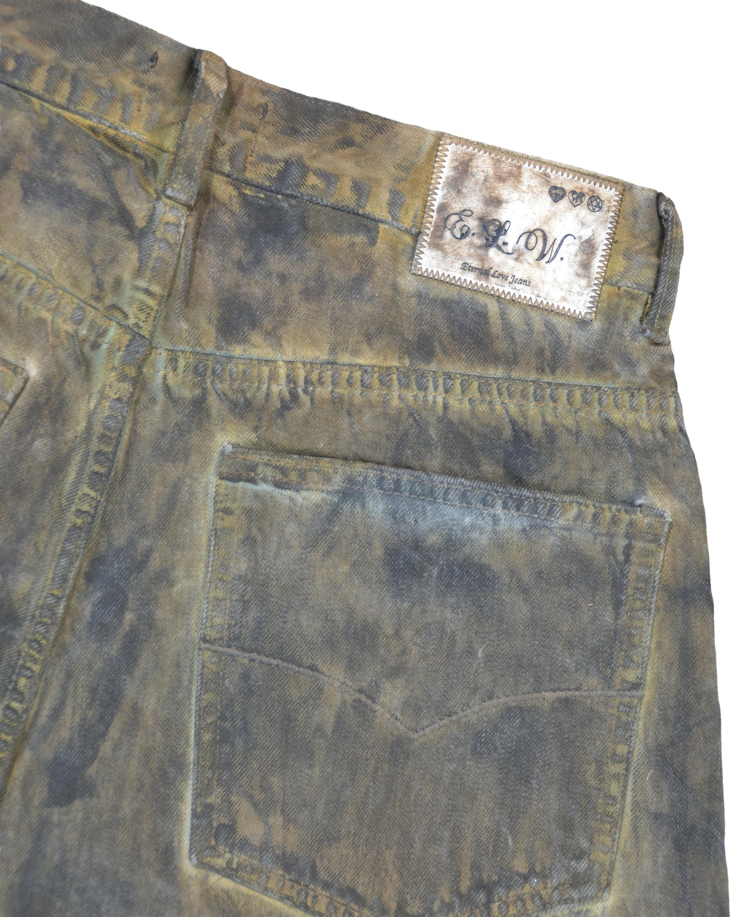 CHOCOLATE CHIP STAINED BAGGY DENIM (PRE ORDER)