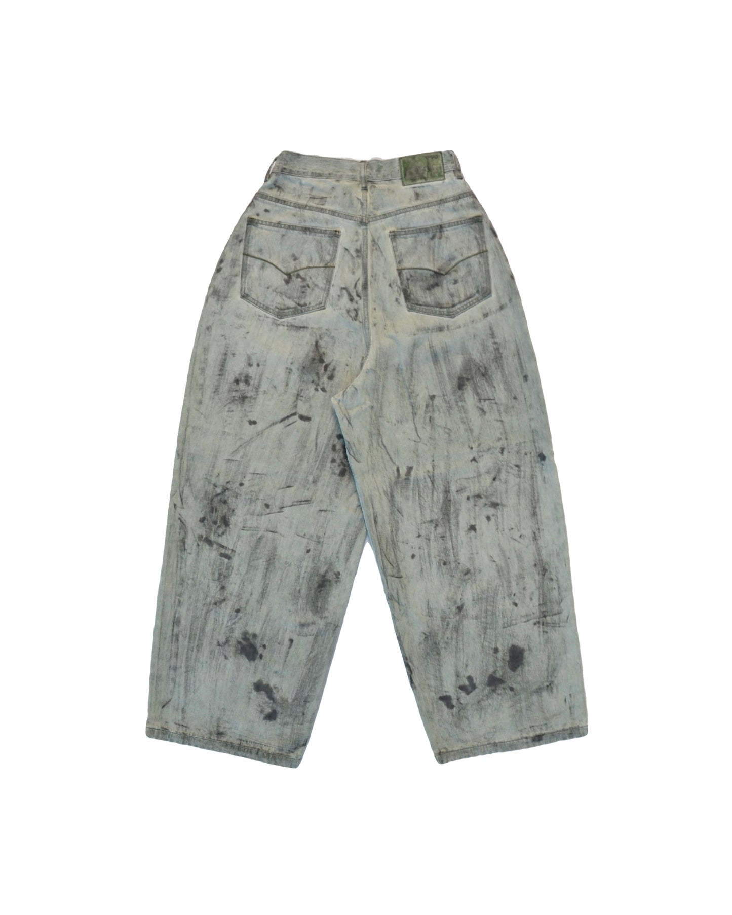 LIGHT SAGE STAINED BAGGY DENIM