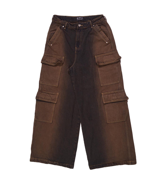 MUD DEGRADED BAGGY CARGO DENIM